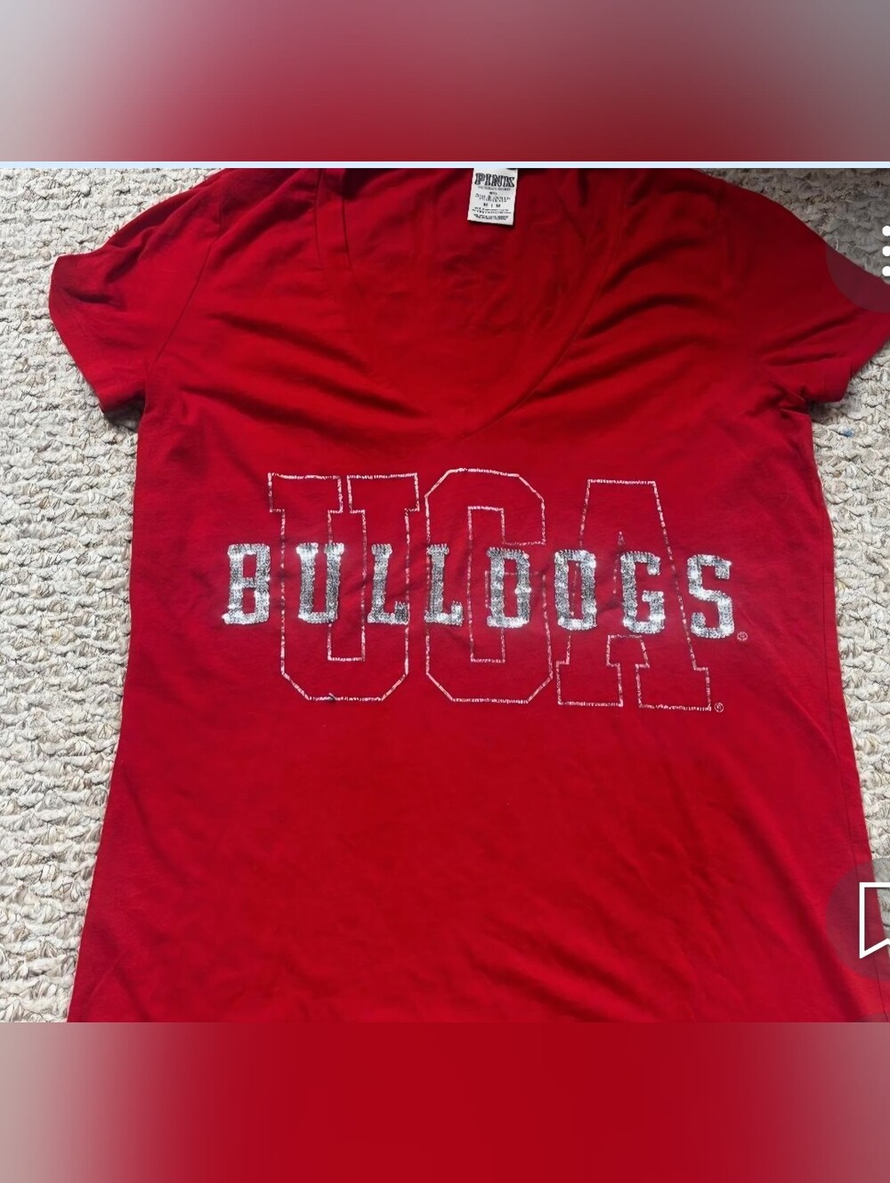 Vs PINK UGA TEE SHIRT W/BLING (SIZE MEDIUM)